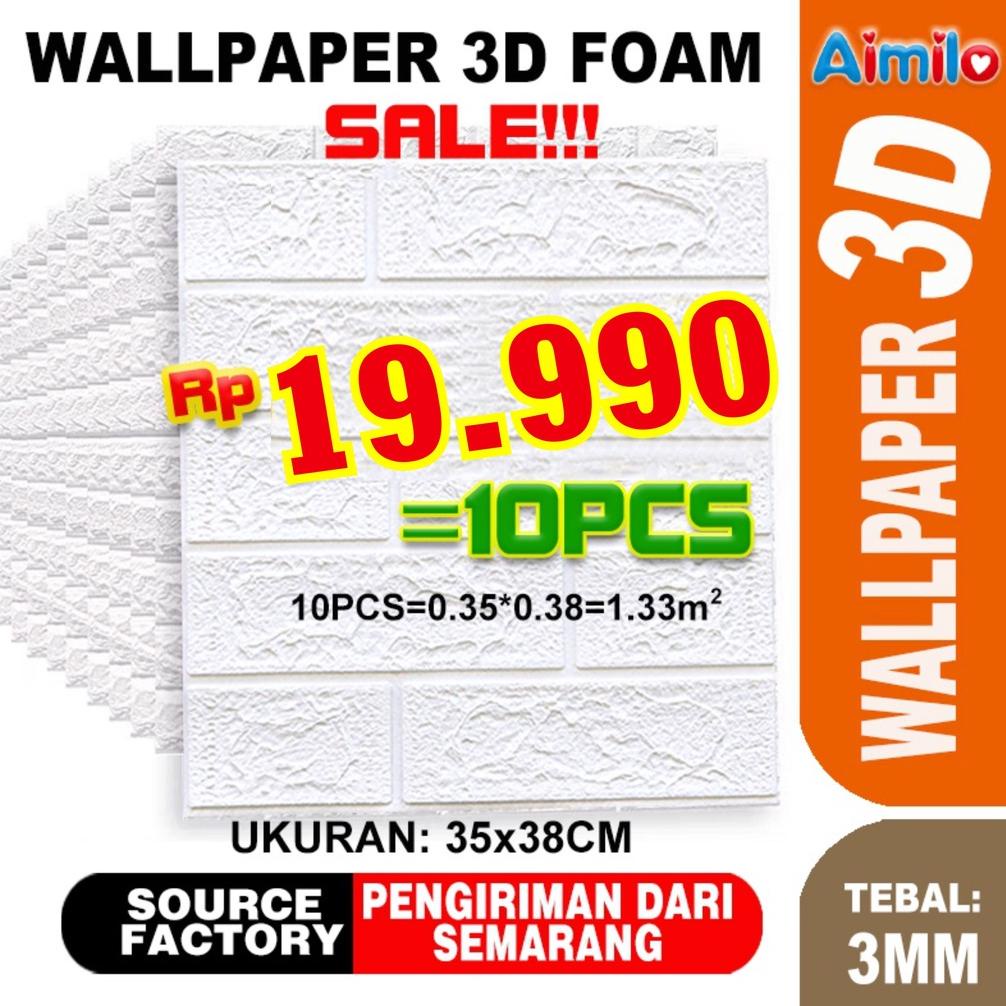 Terbaru Aimilo Mini Wallpaper 3D / Wallpaper 3D Foam / Wallpaper Dinding Foam Timbul 3D Bata Putih C