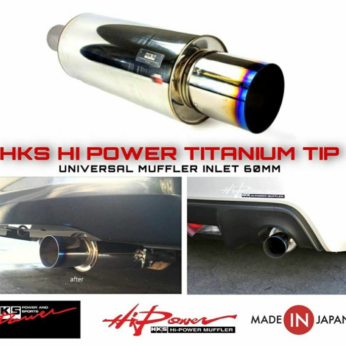 Terlaris Muffler Knalpot Hks Hi-Power Universal Titanium Tip Original Japan