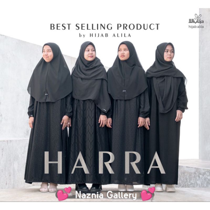 NEW GAMIS HARRA HIJAB ALILA | GAMIS JET BLACK MOTIF | OUTFIT GAMIS DAN KHIMAR SYARI HITAM