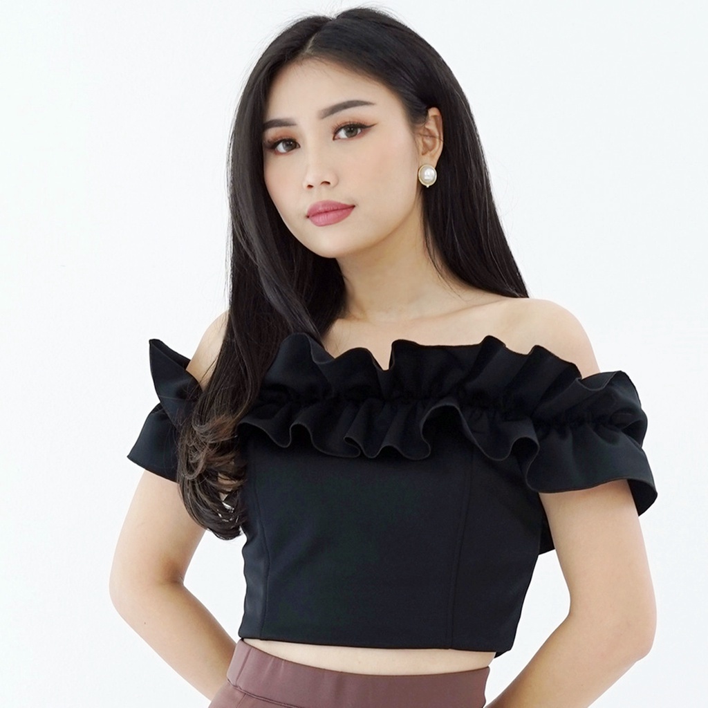 Sabrina Top Ruffle Puffy Blouse Atasan Wanita