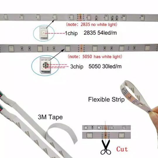 Led Strip Light 5050 Rgb Smd 2835 Fleksibel 5M 10M 15M Dengan Remote