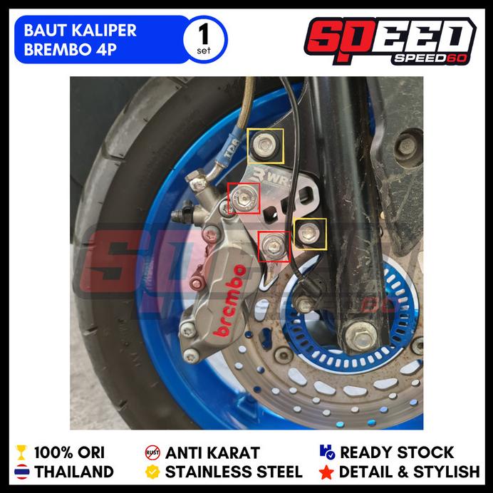 Probolt Baut Breket Kaliper Brembo 4P Depan Xmax King Nut Thailand
