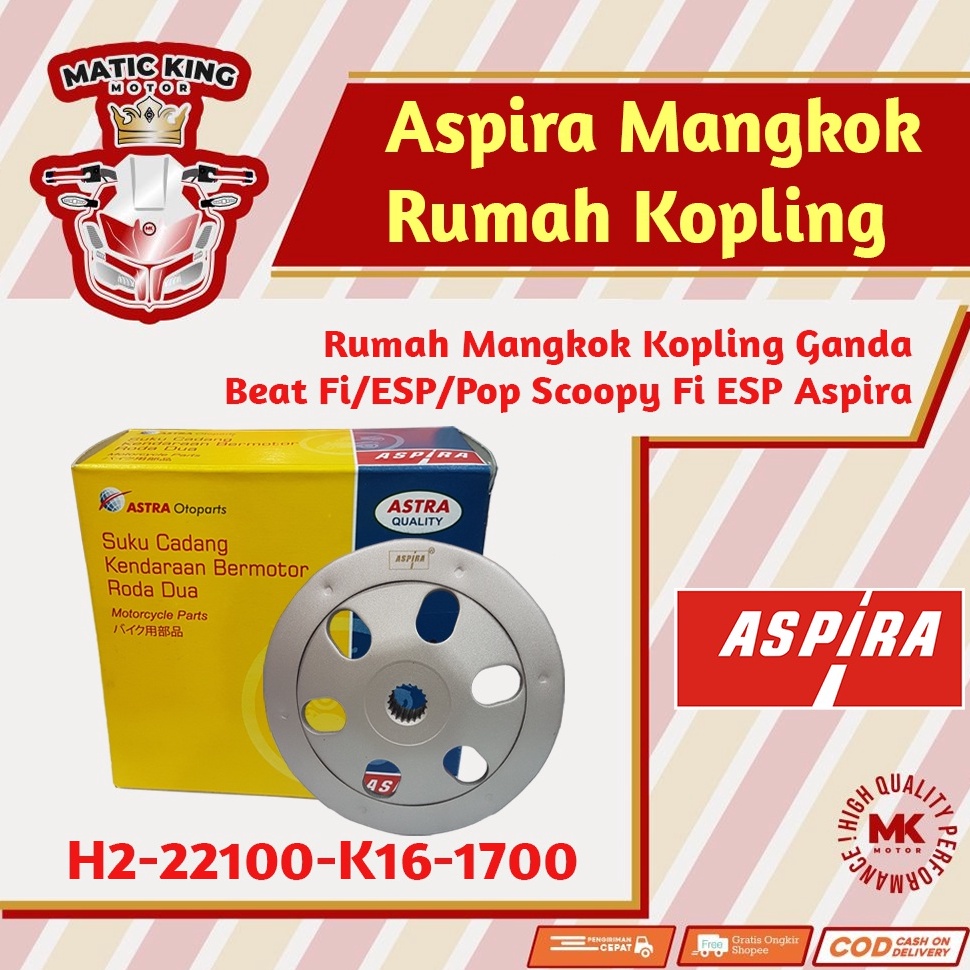 Ready.. Mangkok Rumah Kampas Ganda kopling Beat Scoopy Spacy Vario Fi ESP POP 110 H2-22100-K16-1700 