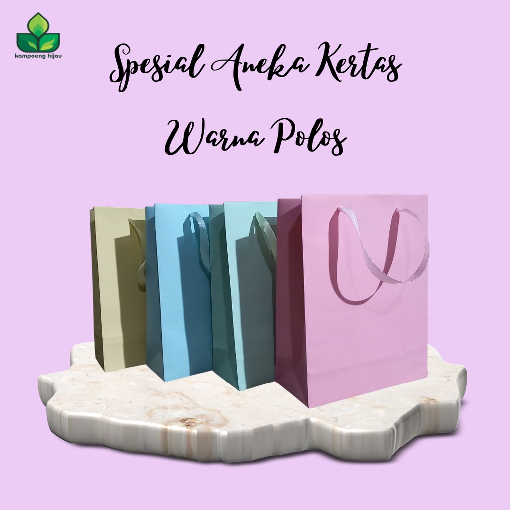 

Tas kertas polos warna kuning biru hijau pink