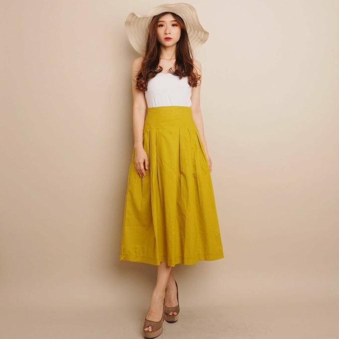 Rok Wanita / Bawahan Wanita / YOVITA SKIRT / Skirt Bahan Linen Uniqlo