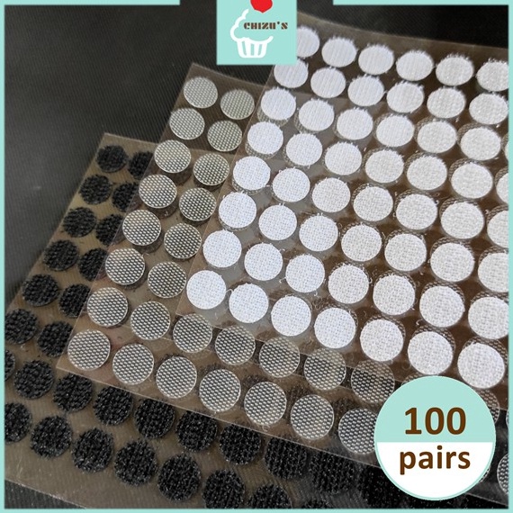 

✓ [10mm] 100 Pairs Sticker Velcro Bulat | Busy Book | Double Sided Tape | Perekat | Stiker | Prepet | Prepetan | 1cm