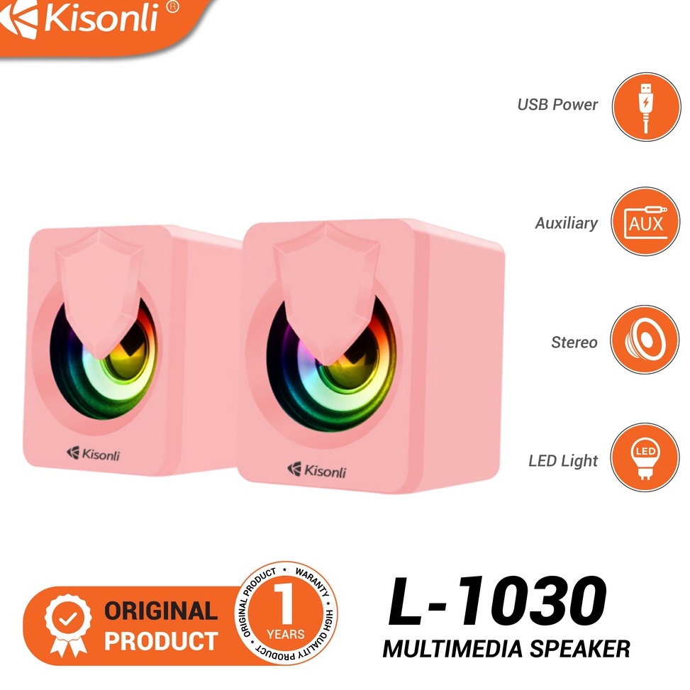 SPECIAL PRICE. KISONLI Speaker Komputer/Laptop L-1030 LED RGB Light With Switch Volume Control - Pin