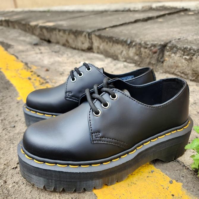 DR MARTENS DOCMART BOOTS 1461 QUAD PLATFORM LOW BLACK SMOOTH PK