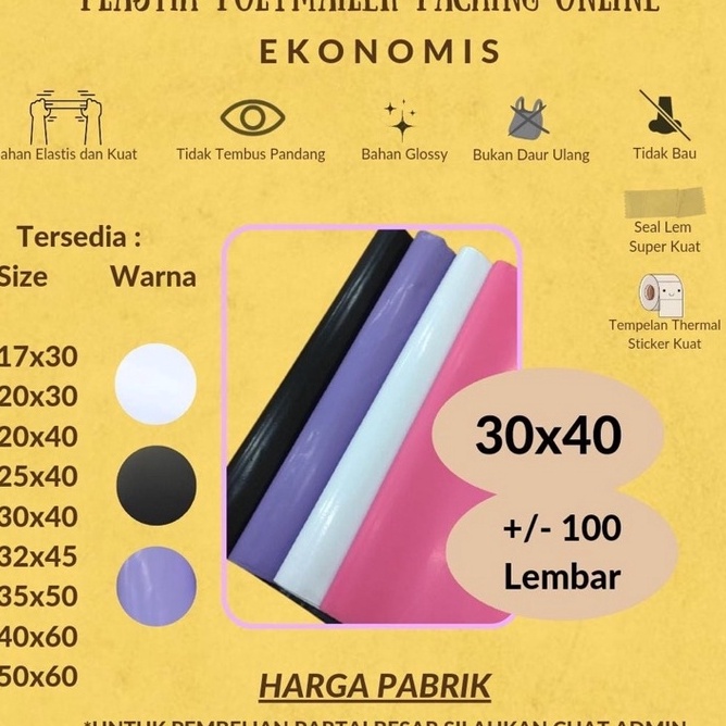 Diskon EKONOMIS Polymailer 30x40 Polymailer Putih 30x40 100 lbr Polymailer Hitam 30 x 40 Amplop Plas