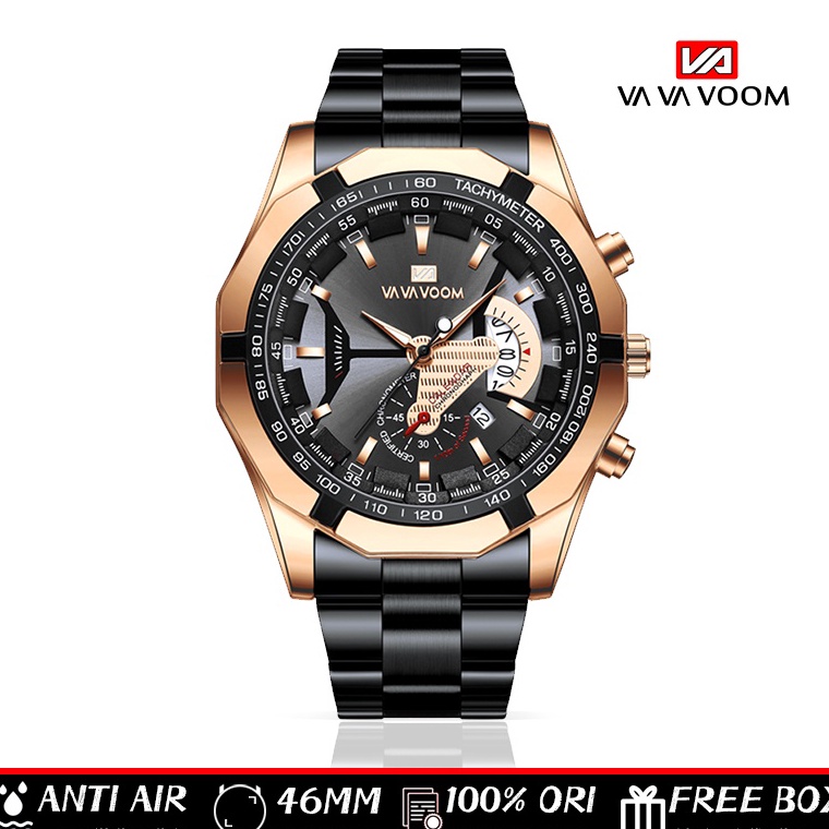 Murah Banget.. VAVA VOOM 238 Jam Tangan Pria Original Anti Air Luxury Stainless Steel（Free BOX+Bater