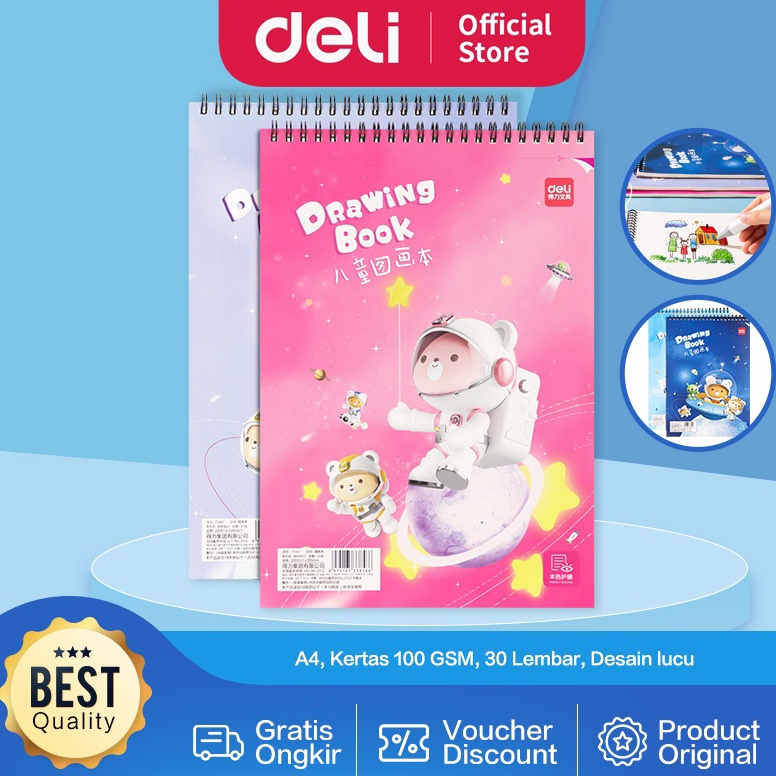 

JB5547 Deli School Drawing Book / Buku Gambar Jilid Spiral Kertas Tebal 100 GSM 30 Lembar 73387 8185