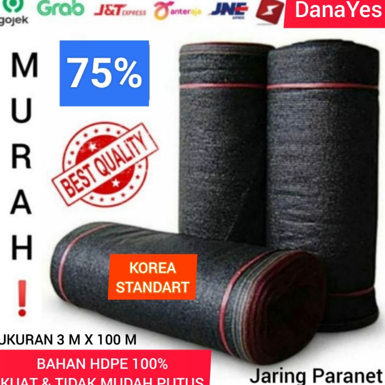 Produk Terkini.. 1 Roll Rol Gulung Jaring Paranet Shade Net Shading Net 75% 65% GRADE A IMPORT KUAT 