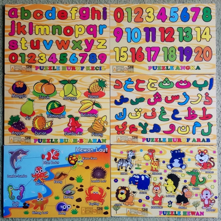 ➛JFc Puzzle Kayu Hampers Mainan Edukasi Anak Abjad Alphabet Huruf Angka Hijaiyah Mainan Anak Pazel P