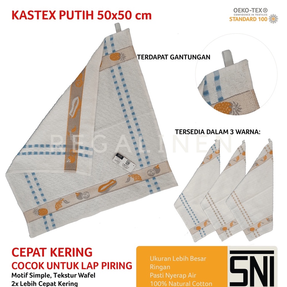 _ PROMO Serbet Handuk Lap Tangan Wafel Gantung 50x50 Lap Piring Cotton Kastex by LENUTA PUTIH DOMINA