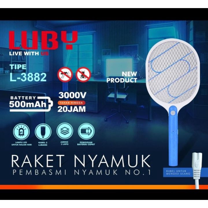 Luby Raket Nyamuk Lampu LED Luby L 3882