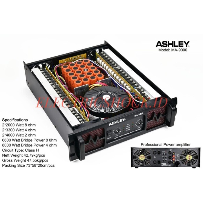 POWER AMPLI ASHLEY MA9000 MA 9000 GARANSI RESMI