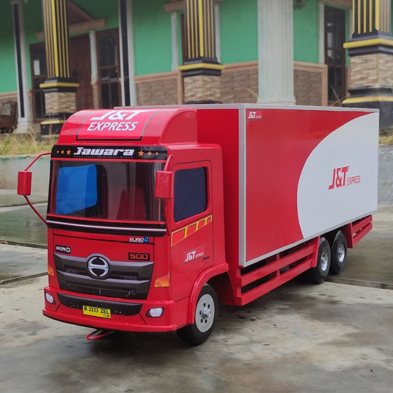 miniatur mobil Truk tronton box oleng mobilan truk ekspedisi mobil bok  truk paket J&T