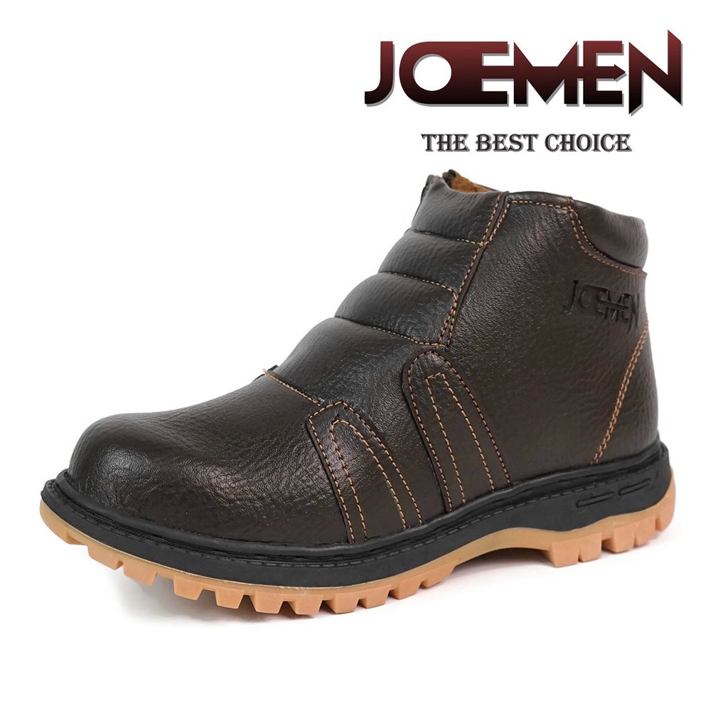 Sepatu Kulit Safety Ujung Besi Asli 100% Brand Lokal - Septy Shoes Boot Kerja Lapangan Kulit J 94