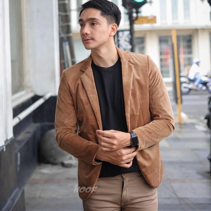 PROMO JAS BLAZER PRIA SLIMFIT CORDUROY COKLAT