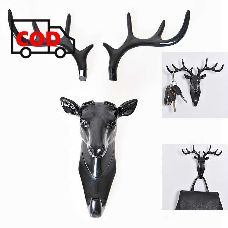 Gantungan Dinding Baju Tas Kunci Kuat Hiasan Kamar Tanduk Kepala Rusa Unik