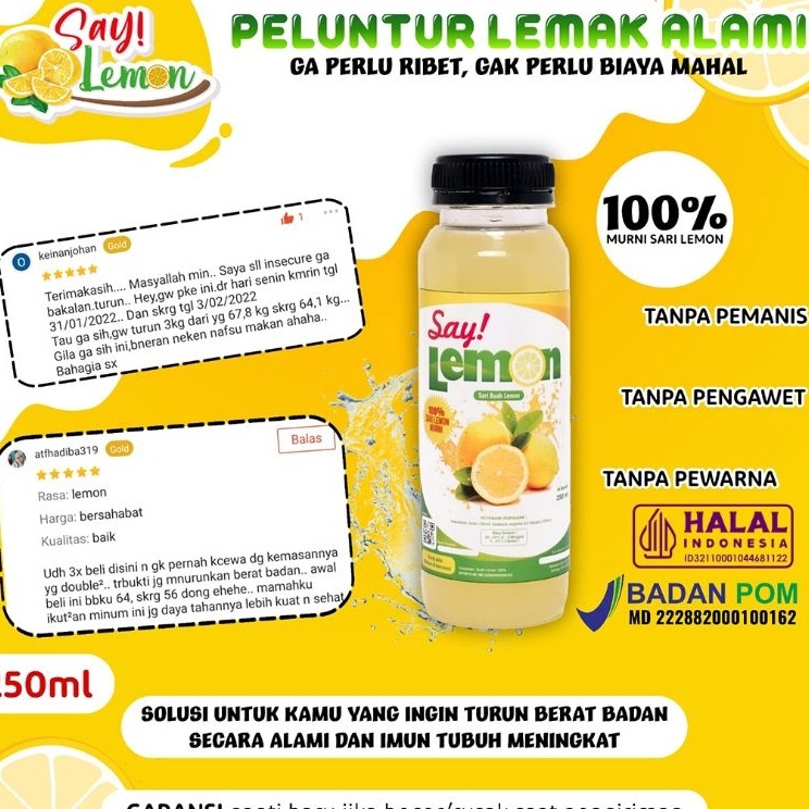 

Stok terbaru Saylemon 250ml BPOM Sari Jus juice Air Lemon Peras Asli Ori Original 100% Murni Fresh Segar Sehat Menyehatkan Daya Tahan Tubuh Diet Detox Detoks Langsing Pelangsing Melangsingkan Vitamin C bukan lemovita