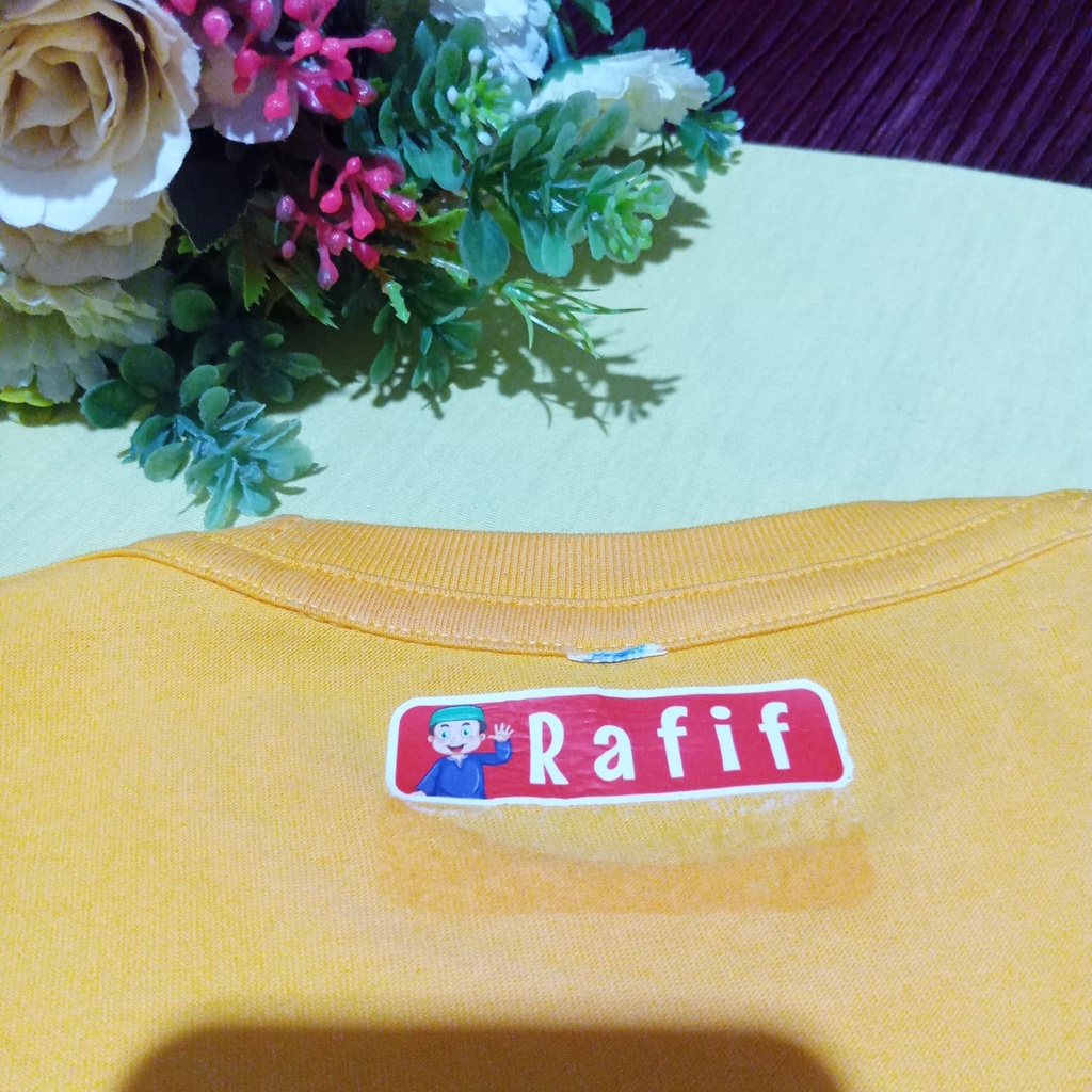 

I7A STICKER LABEL NAMA KAIN BAJU KAOS SABLON SETRIKA STICKER IRON CUSTOM TULISAN (PER PACK ISI 35