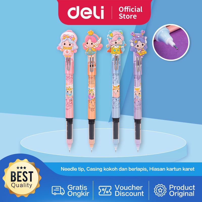 

YNW DELI ROLLER PEN / ROLLER GEL PEN / PULPEN ROLLER TINTA HITAM 0.5MM DESAIN KARTUN LUCU S1651 BR5