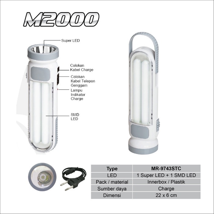 TERMURAH M2000 SENTER LED MR-9743STC /SENTER KEPALA/SENTER MINI/SENTER LED