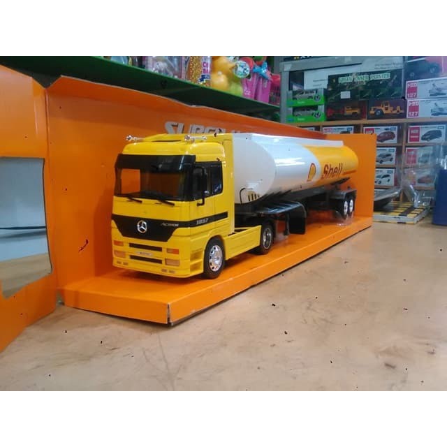 Diecast Truck Tanki Mercedes Benz Actros - Miniatur Truk Tangki Shell Terlariss 
