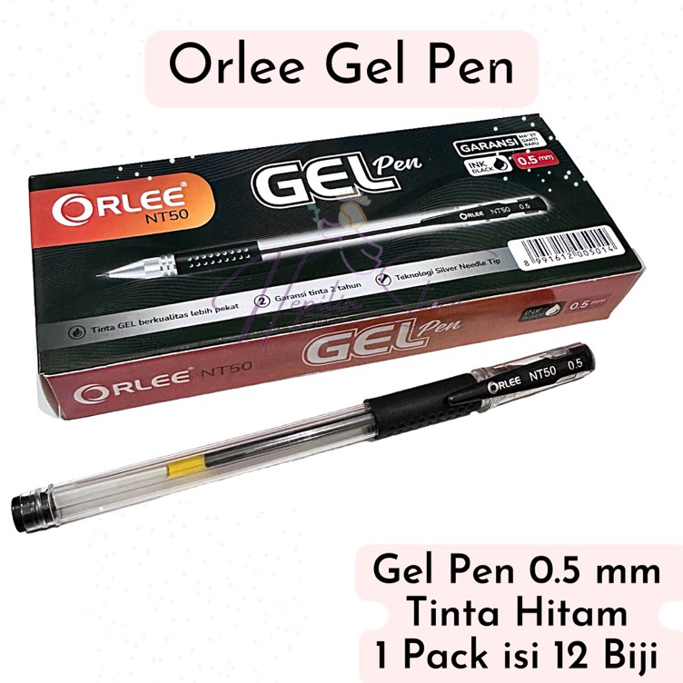

ZXJC8879 sCODs ORLEE NT50 Gel Pen 0.5 mm 1 Pack 12 Biji / Pulpen Gel Hitam murah / Ballpoint Gel