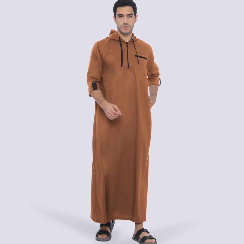 Stok BanyakーKawan Muslim - Jubah Hoodie / Jubah Pria / Gamis Pria Dewasa Modern Lengan Pendek 3/4 Co