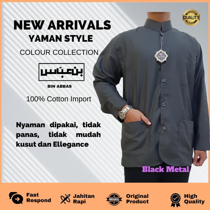 Baju Koko Yamani Habaib/Hadramaut Bin Abbas Jumbo Hitam