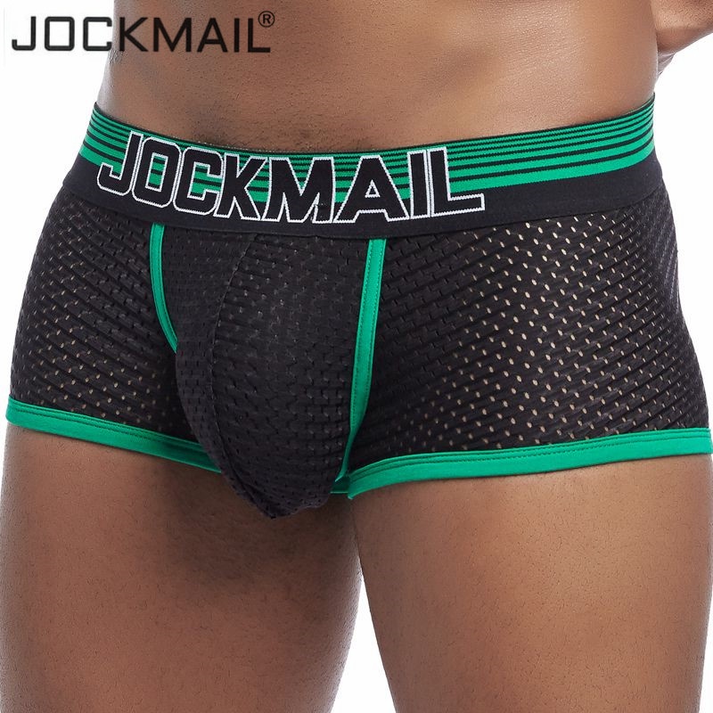 ❀❀JOCKMAIL Baru Sexy Pria Pakaian Dalam Boxer Bernapas Mesh Boxershorts Pria Pria Celana Cueca Gay P