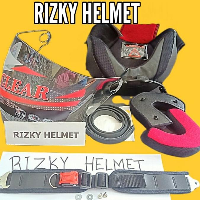 Kaca Helm + Busa Helm NHK PREDATOR Kancing Plastik + Tali helm + Lis