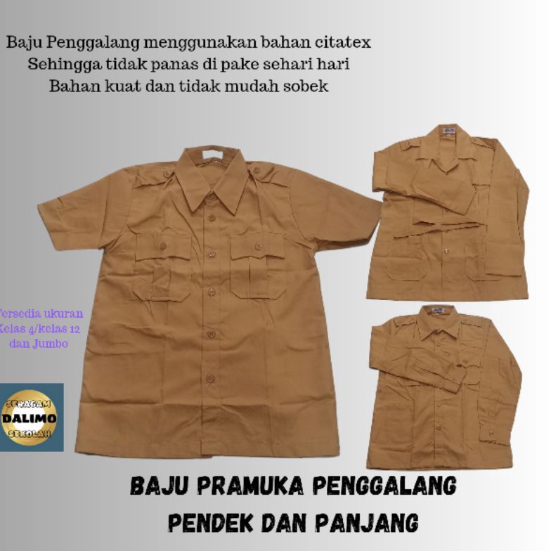 On Sale BAJU PRAMUKA PENDEK DAN PANJANG SD/SMP/SMA DAN JUMBO SERAGAM DALIMO BAJU PRAMUKA PENDEK BAJU