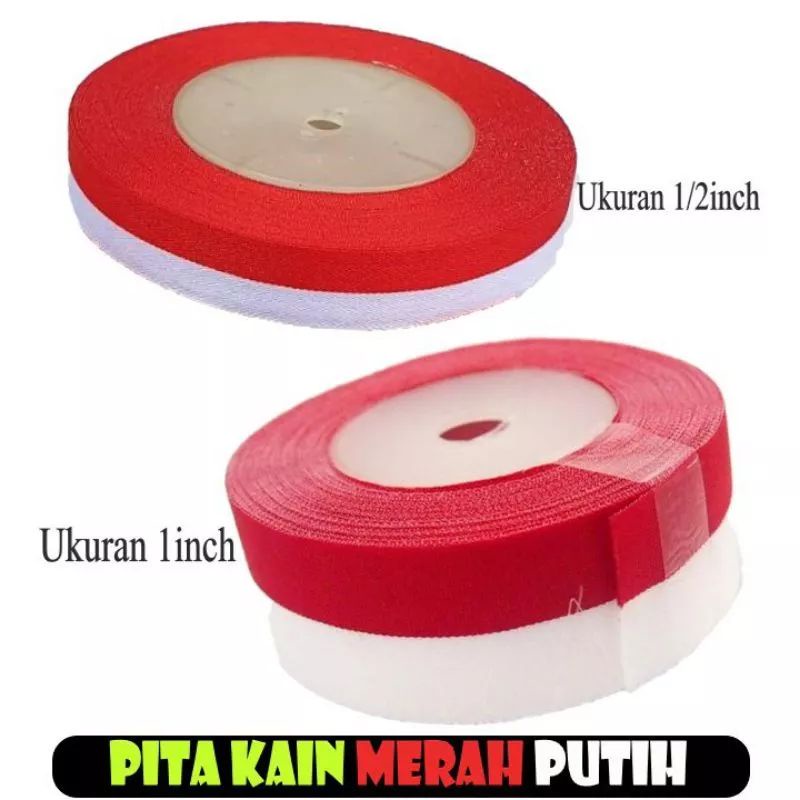 

Pita Kain Bendera Merah Putih 1 Inci x 20 Yard 1 roll / Pita Merah Putih