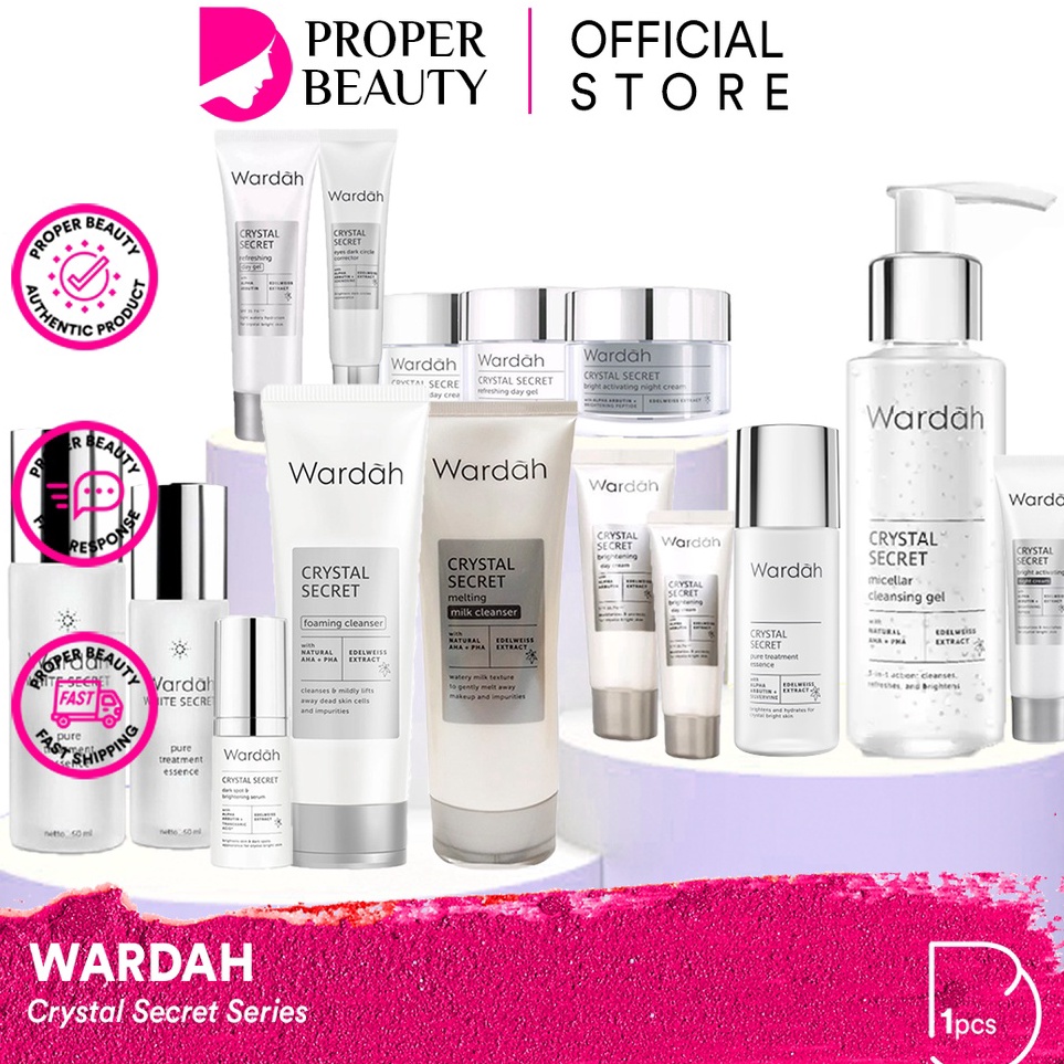 trx Aa1A9 WARDAH Crystal Secret Series Indonesia / Facial Wash Face Scrub Micellar Water Essence Ton