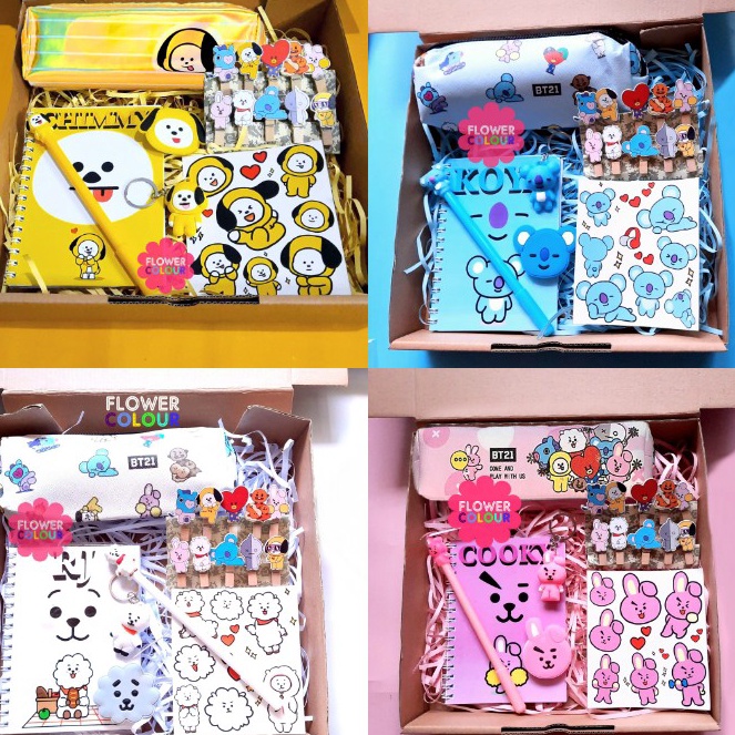 ➣Idy PAKET BOX / GIFT BOX / HAMPERS KPOP / PAKET ALAT TULIS BTS BT21 ❅ ☆