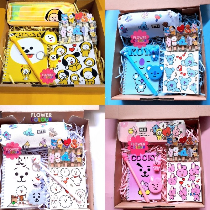 al PAKET BOX / GIFT BOX / HAMPERS KPOP / PAKET ALAT TULIS BTS BT21 ❃ T £