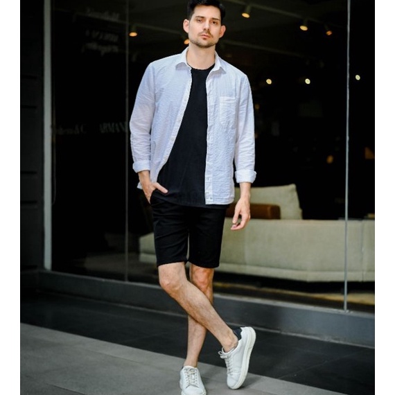 ➜♪✲❊ LOD.DENIM X CASTE - Celana Pendek Hitam Chinos Pria - BLACK Seller