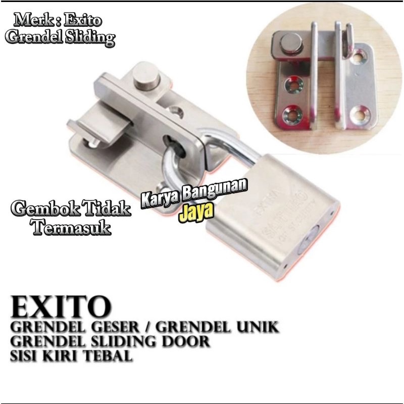 Grendel Sliding Door Exito & Soligen - Grendel Pintu Geser - Grendel Geser Tebal - Kunci Gembok Pint