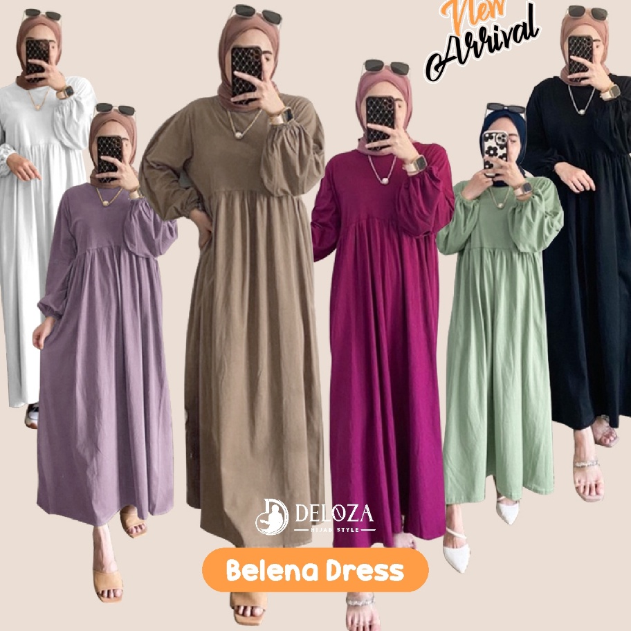 MSNG5923 ORIGINAL%  Balena Midi Dress Tunik Kaos Katun Polos Kekinian - Dress Cotton Combed By Deloz