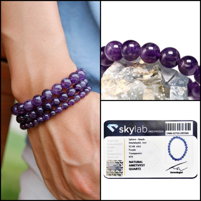 Gelang Batu Natural Purple Kecubung Amethyst Original