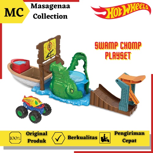 Mainan Lintasan Arena Trek Hot Wheels Hotwheels Hotwheel Track Monster Trucks Truck Swamp Chomp Play