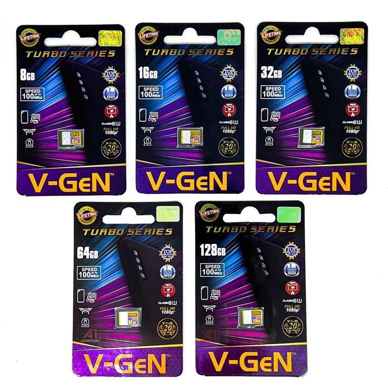 Terbaik MICRO SD VGen 8Gb / 16Gb / 32Gb / 64Gb / 128Gb class 10 Turbo Series non adapter 4gb  / Robo