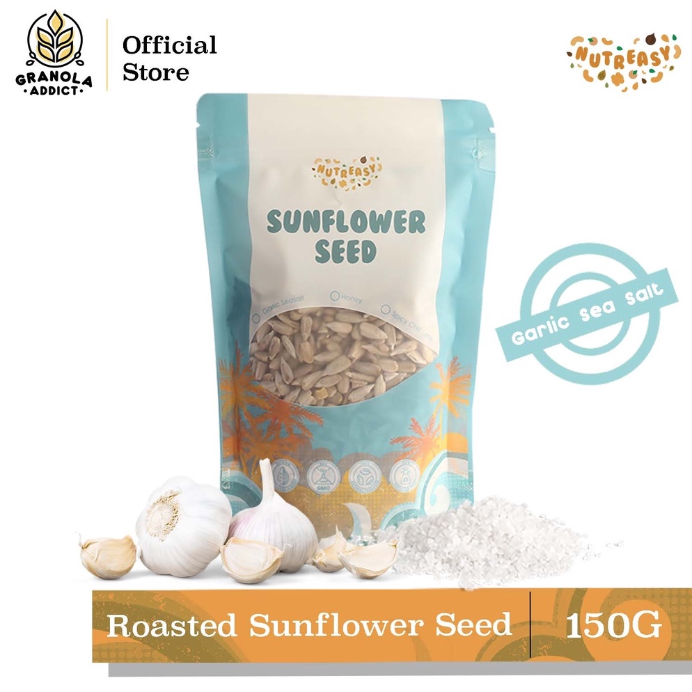 

Terlarisss.. Granola Addict - Nutreasy Roasted Sunflower Seed (Garlic Sea Salt) / Kuaci Rasa Asin Bawang 150G 096
