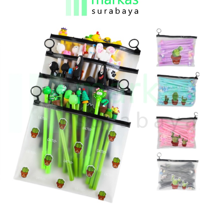 

SQLK2935 (C6369] MARKAS HL0078 Pena Karakter Set Pouch Isi 20 Pcs Tempat Pensil Transparan Zipper Bag
