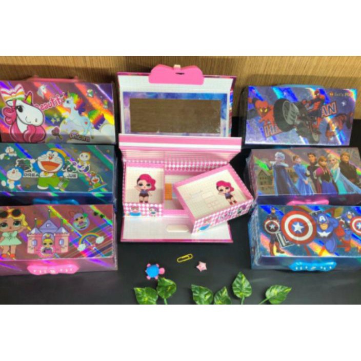 

(✯ L❦2P) kotak pensil KODE 3 TINGKAT metalik 3dimensi/pencil case password/kotak pin/ tervirall.!