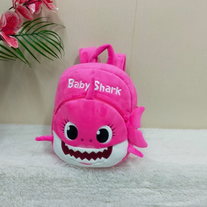 Terlaris Tas Ransel 2Resleting Baby Shark Size M/Tas Boneka Baby Shark/Tas Anak