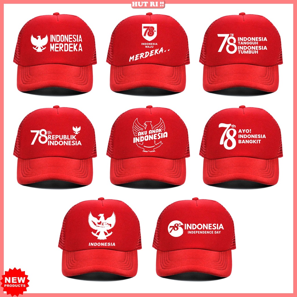 Fashion Kemerdekaan Dewasa Laki2 Wanita Topi Kemerdekaan Merah Putih Topi Merah Putih Agustusan Bord